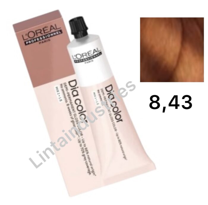 L'OREAL DIA COLOR COLORACIÓN DEMIPERMANENTE 60ML 8.43. RUBIO CLARO COBRIZO DORADO - Imagen 1