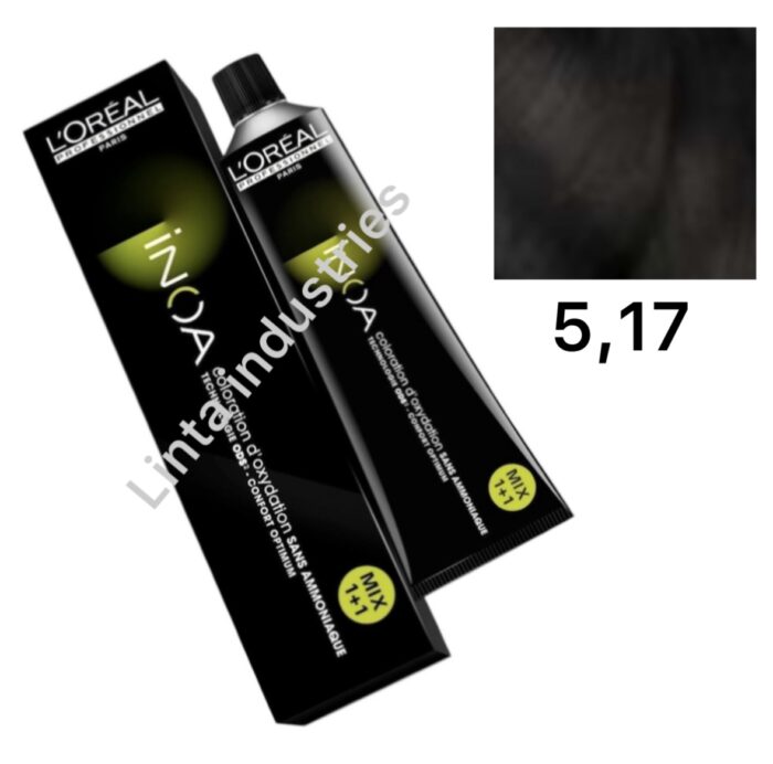 L'ORÉAL NUEVO INOA TINTE SIN AMONÍACO RAPPEL 60GR Nº5.17 CASTAÑO CLARO CENIZA FRIO - Imagen 1